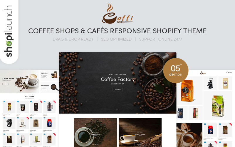 Responsywny motyw Shopify Coffi - Coffee Shops & Cafés