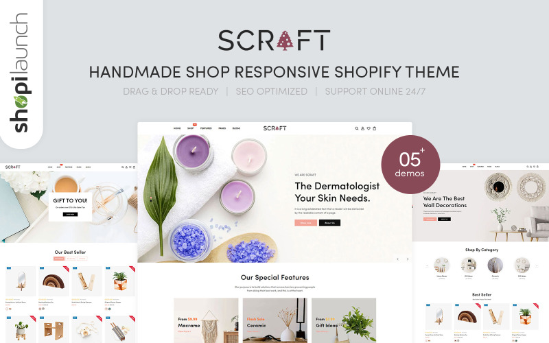 Scraft - Адаптивна тема Shopify для магазину ручної роботи