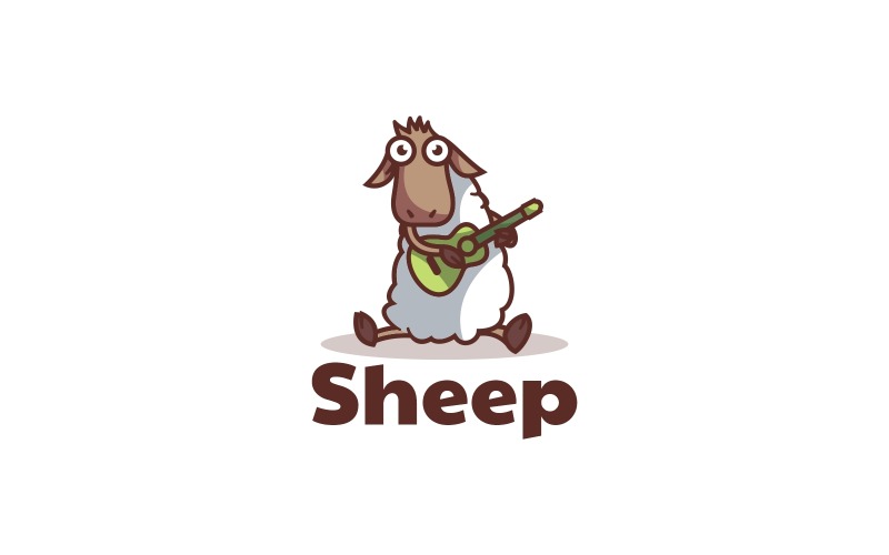 Modèle de logo de dessin animé de mouton