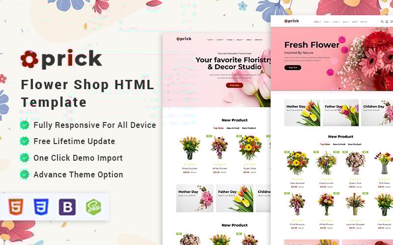 Prick - HTML-sjabloon voor bloemenwinkel