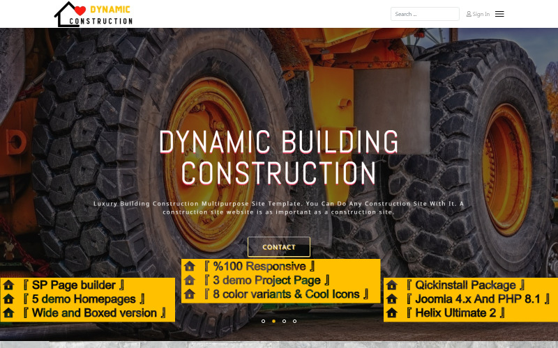 Шаблон Joomla4 Dynamic Construction