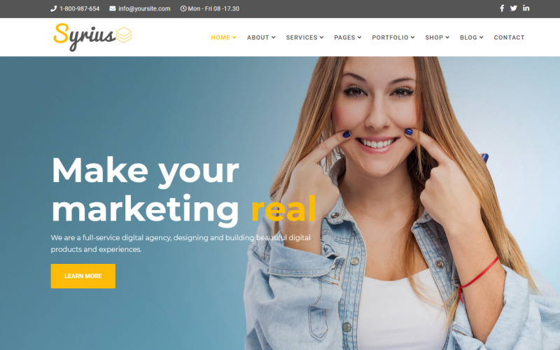 Syrius - SEO šablona pro digitální agenturu pro kreativní Joomla 6