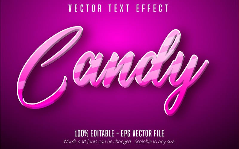 Candy - Effetto di testo modificabile, Stile di testo del fumetto di colore rosa chiaro, Illustrazione grafica
