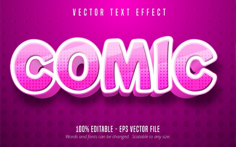 Cómic: efecto de texto editable, líneas de color rosa, estilo de texto de dibujos animados con textura, ilustración de gráficos