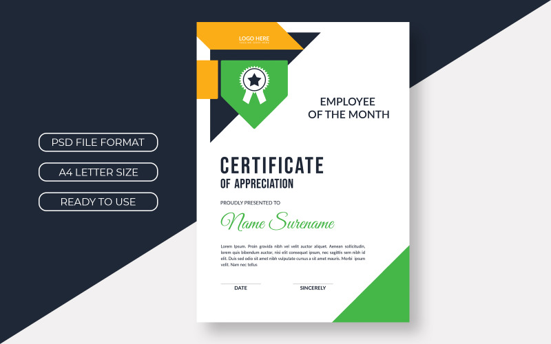 Layout del modello di certificato creativo