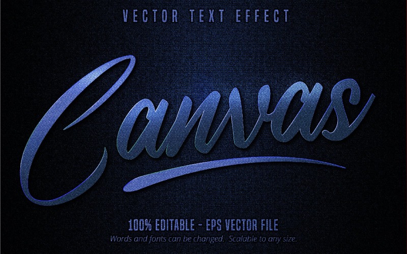 Полотно – текстовий ефект, який можна редагувати, стиль мультфільму синього металевого кольору, графічна ілюстрація