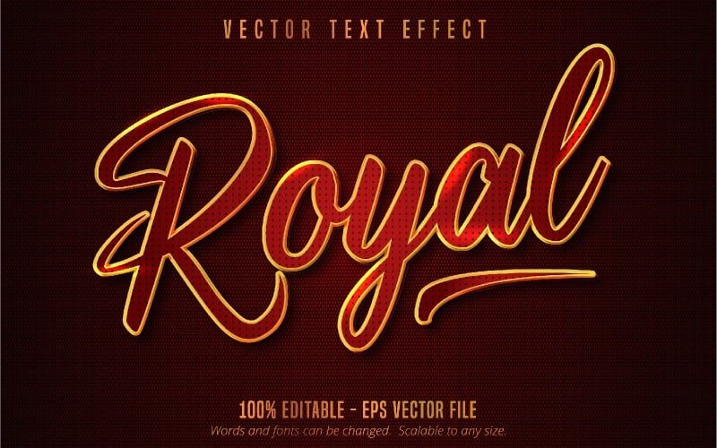 Royal - Bewerkbaar teksteffect, gouden en rode kleur metalen tekststijl, grafische illustratie
