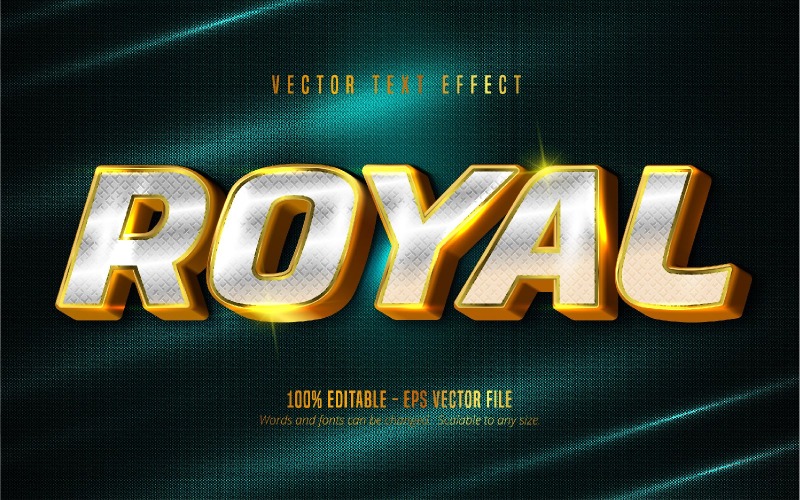 Royal - Efecto de texto editable, estilo de texto metálico de color dorado brillante y verde, ilustración de gráficos