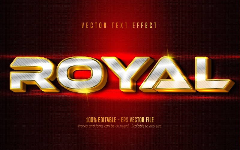 Royal - redigerbar texteffekt, glänsande guld och röd färg metallisk textstil, grafisk illustration