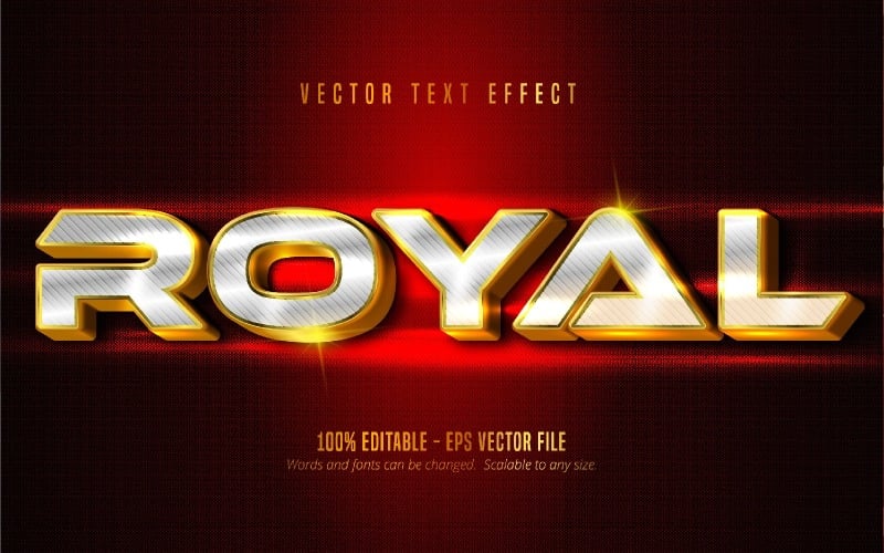 Royal – Szerkeszthető szövegeffektus, fényes arany és piros színű fémes szövegstílus, grafikus illusztráció