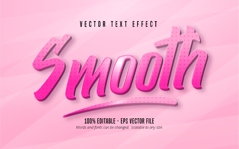 Smooth - redigerbar texteffekt, rosa färg tecknad textstil, grafikillustration
