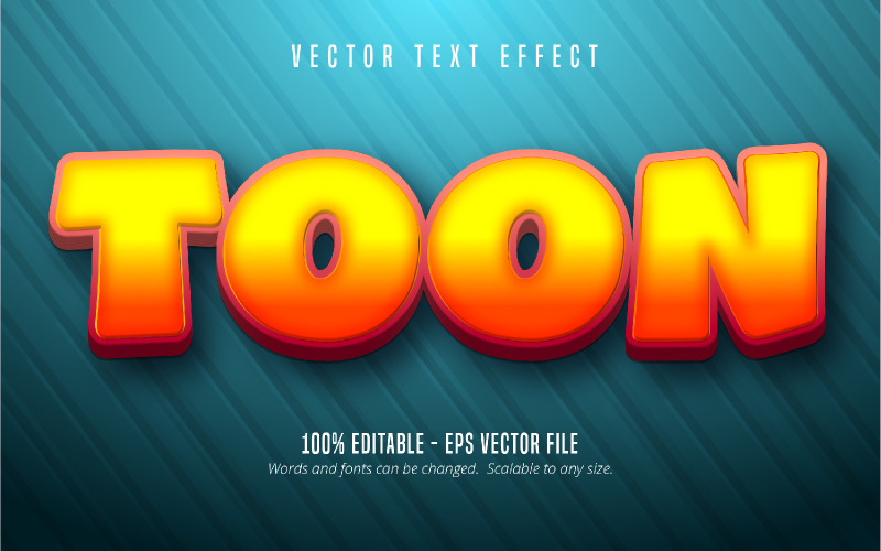 Toon - redigerbar texteffekt, orange färg tecknad textstil, grafikillustration