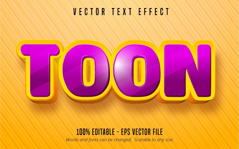 Toon - текстовий ефект, який можна редагувати, стиль мультфільму фіолетового кольору, графічна ілюстрація