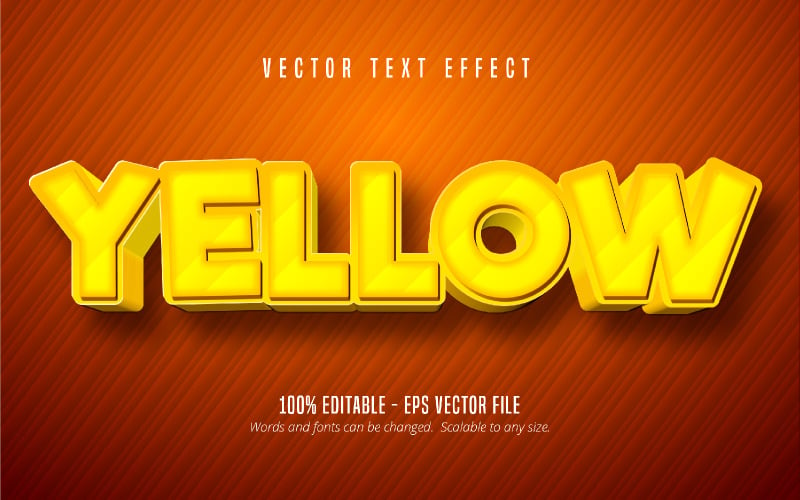Жовтий - текстовий ефект для редагування, стиль мультфільму жовтого кольору, графічна ілюстрація