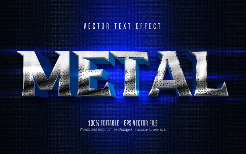 Metal - Editable Text Effect, Metallic Silver And Blue Cartoon Text ...