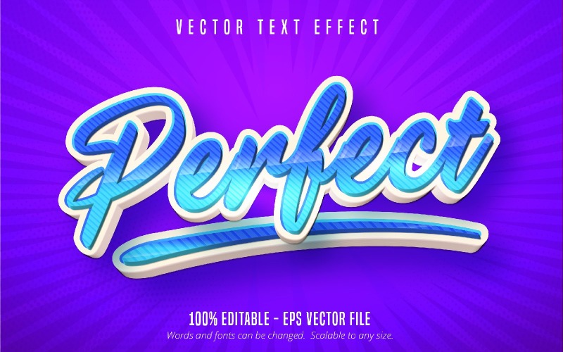 Perfect - Editable Text Effect, Blue Color Cartoon Text Style, Graphics ...