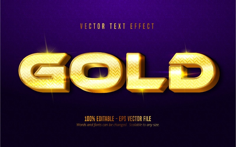 Goud - bewerkbaar teksteffect, metallic gouden tekststijl, grafische illustratie