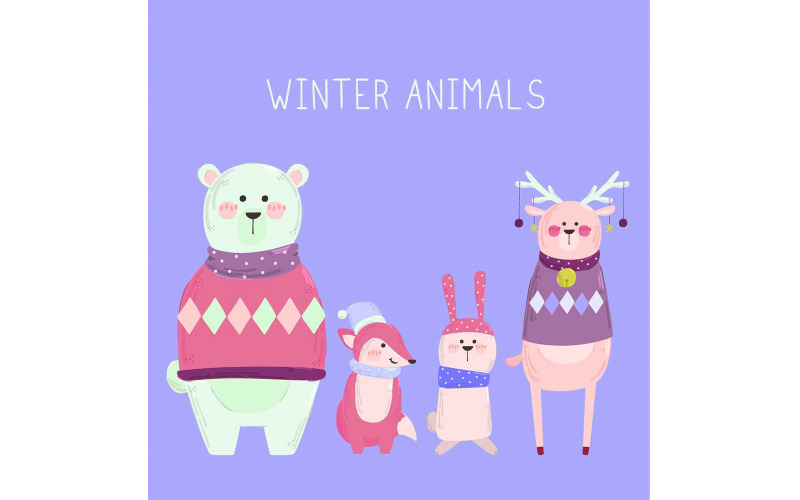 Illustrazione della collezione di animali invernali