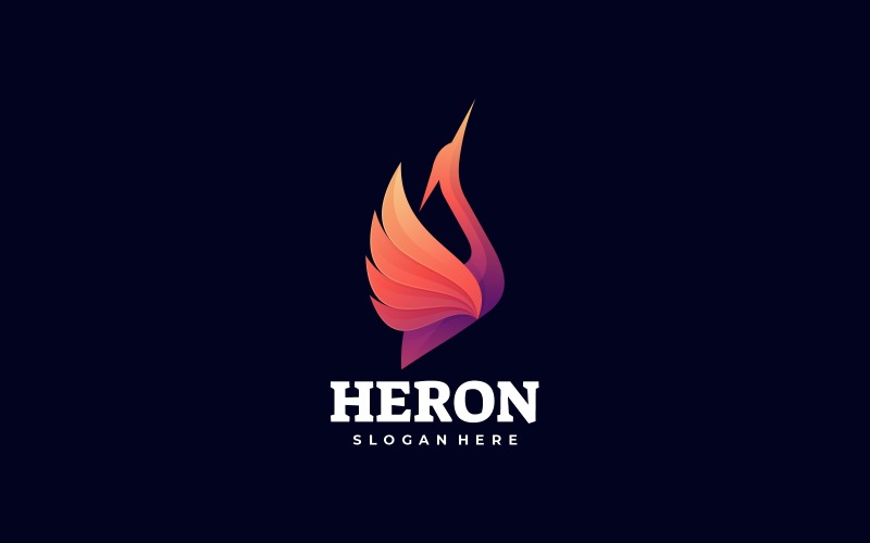 Logo Vectoriel Dans Style Coloré Dégradé Héron