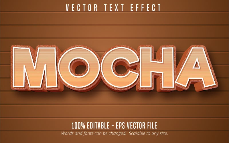 Mocha - Düzenlenebilir Metin Efekti, Karikatür Metin Stili, Grafik İllüstrasyon