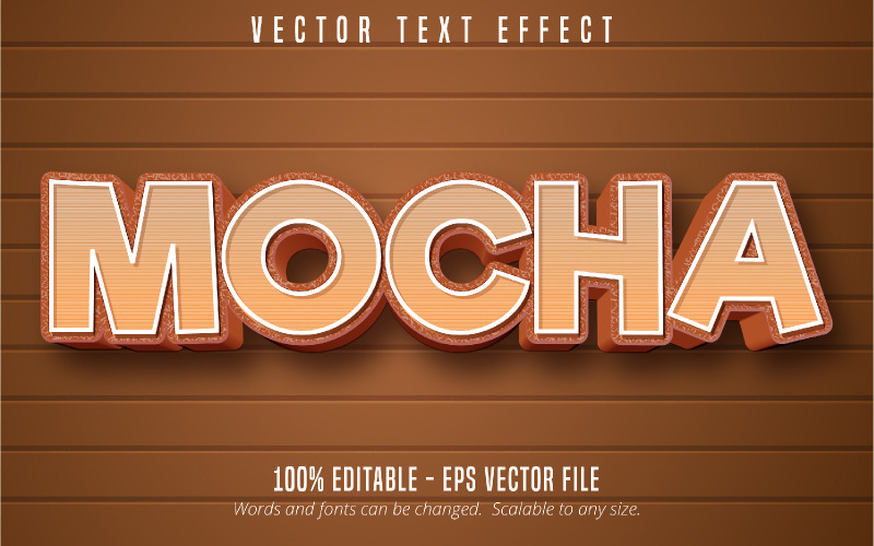 Mocha - edytowalny efekt tekstowy, styl tekstu kreskówkowego, ilustracja graficzna