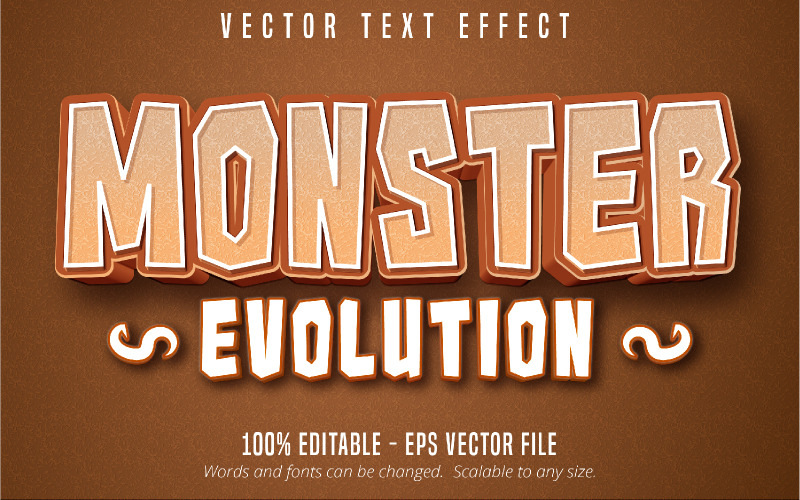 Monster Evolution - redigerbar texteffekt, tecknad textstil, grafikillustration