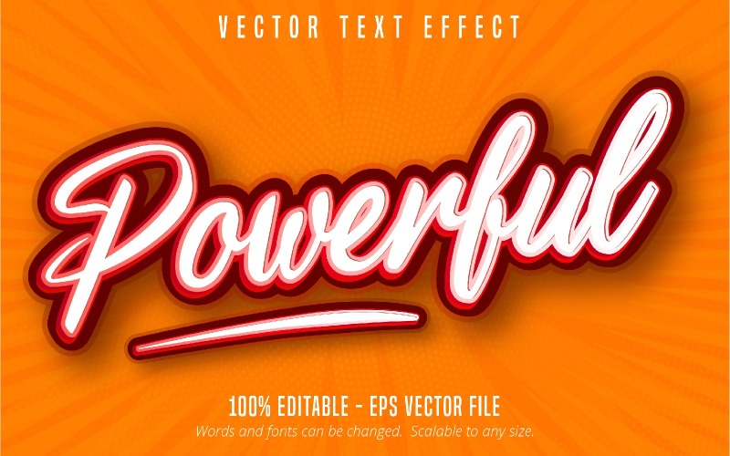 Potente: effetto testo modificabile, stile testo cartone animato, illustrazione grafica