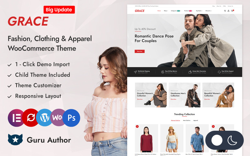 The Grace - Minimal Moda Mağazası Elementor WooCommerce Duyarlı Teması