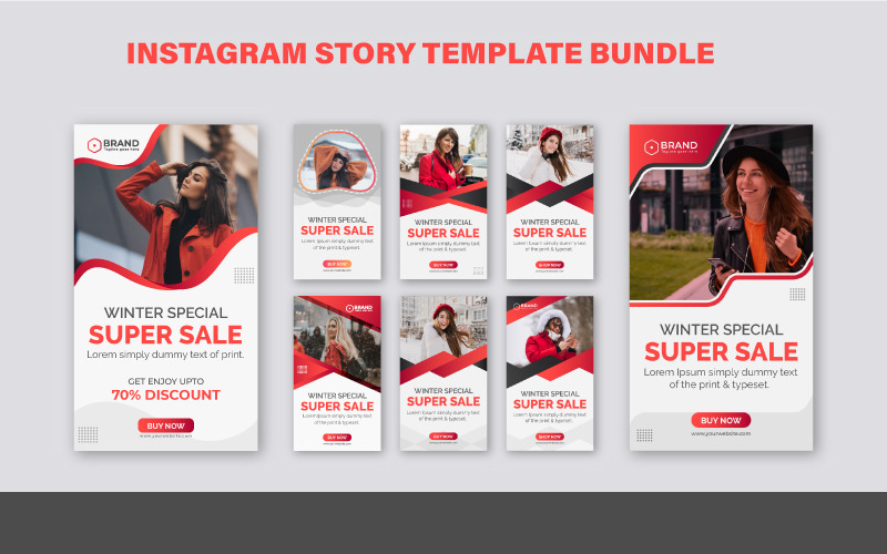 8 зимових спеціальних шаблонів Instagram Story Design Bundle