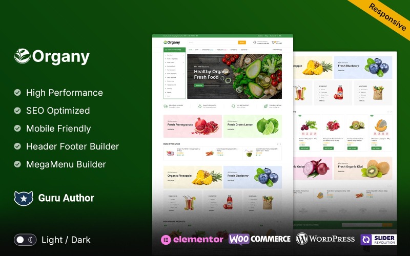 Organy – Élelmiszer- és élelmiszerbolt, többcélú, érzékeny WooCommerce üzlet