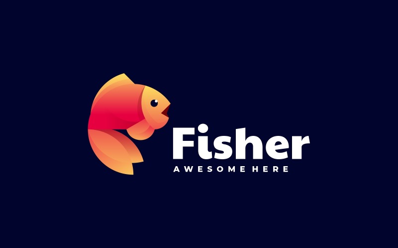 Stile di logo sfumato di pesce vettoriale