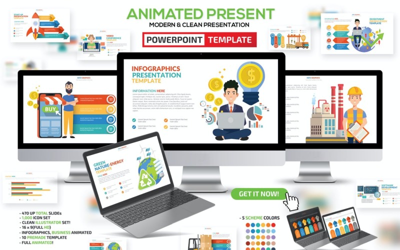 470 Animated Infographics PowerPoint Presentation Template