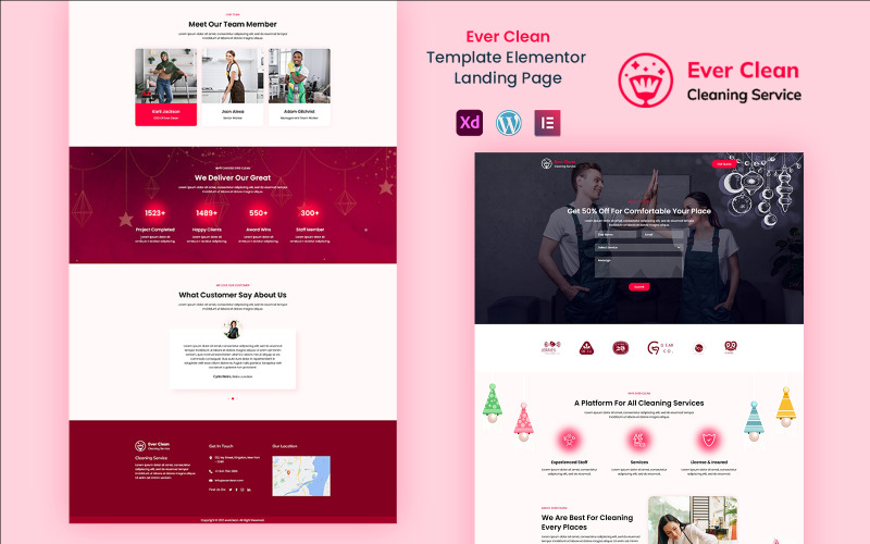 Ever Clean - Modèle de page de destination Elementor prêt à l'emploi pour les services de nettoyage