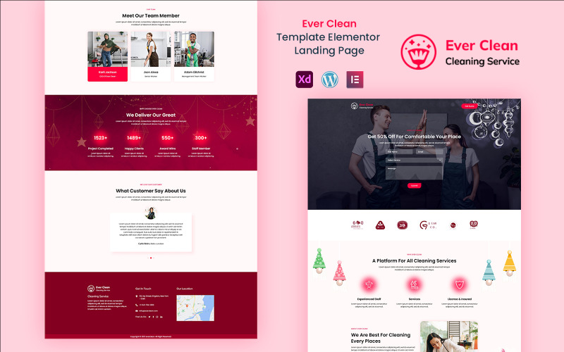 Ever Clean - Städtjänster redo att använda Elementor målsidamall