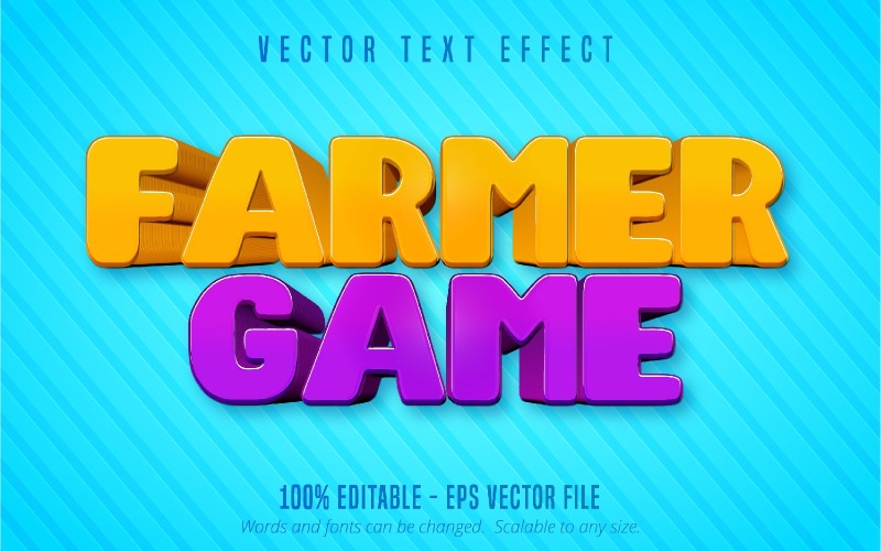 Farmer Game - 可编辑的文字效果、卡通文字样式、图形插图