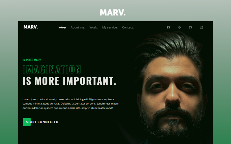 Marv - Multifunctionele persoonlijke Bootstrap-sjabloon voor één pagina
