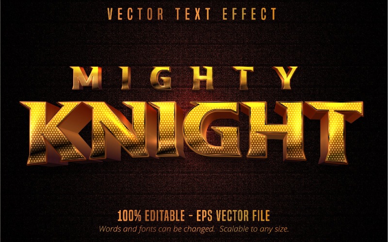 Mighty Night - Editierbarer Texteffekt, metallischer Goldtextstil, grafische Illustration
