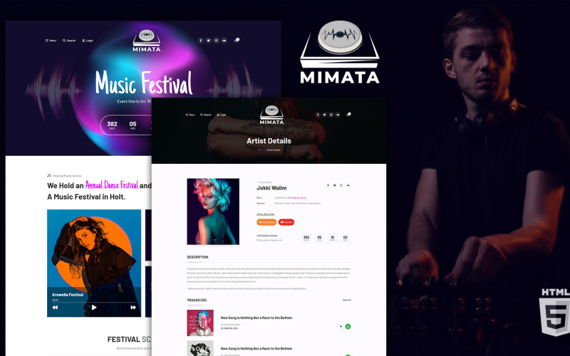 Mimata Music Festival HTML5-websitesjabloon