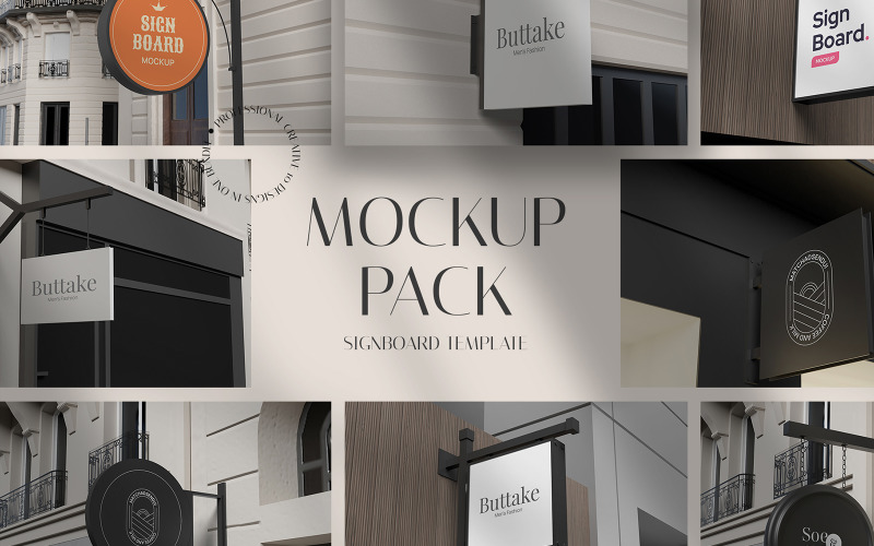 Modello di pacchetto mockup per insegna