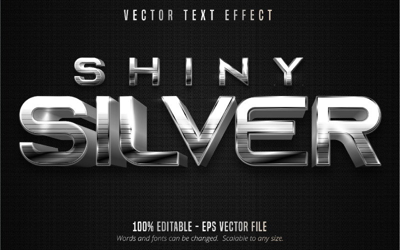 Shiny Silver - redigerbar texteffekt, metallisk silvertextstil, grafikillustration
