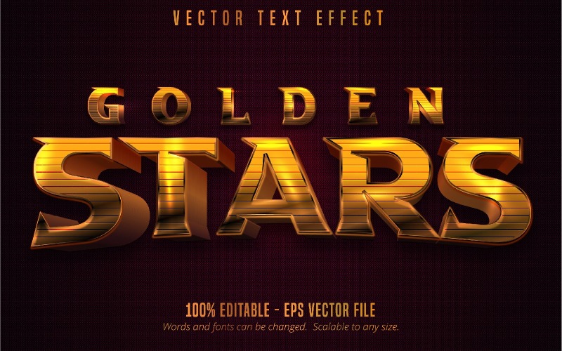 Stelle dorate: effetto testo modificabile, stile testo oro metallizzato, illustrazione grafica
