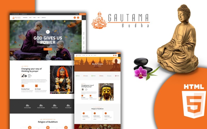 Świątynia buddyzmu Guatama Szablon strony HTML5