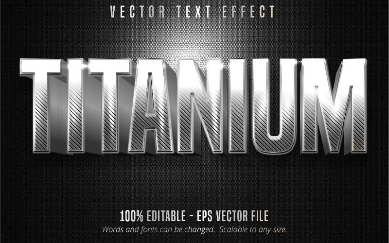 Titanium – текстовий ефект, який можна редагувати, стиль сріблястого металевого тексту, графічна ілюстрація