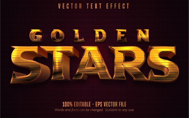 Zlaté hvězdy - upravitelný textový efekt, kovový zlatý styl textu, grafická ilustrace