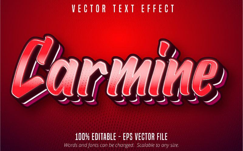 Carmine - efeito de texto editável, estilo de texto de desenho animado, ilustração gráfica