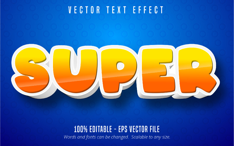 Effetto testo super modificabile, stile testo cartone animato, illustrazione grafica