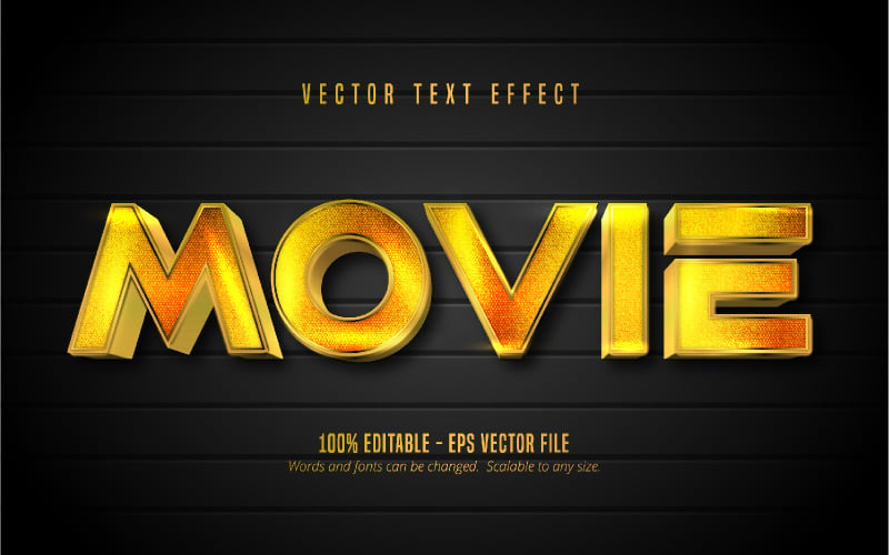Filme - efeito de texto editável, estilo de texto de desenho animado, ilustração gráfica