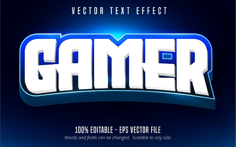 Gamer - upravitelný textový efekt, kreslený styl textu, grafická ilustrace