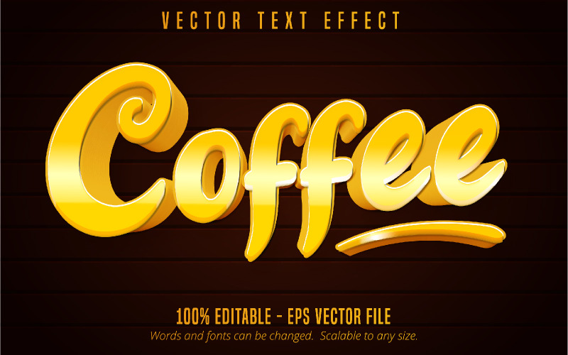 Kaffee - bearbeitbarer Texteffekt, Cartoon-Textstil, grafische Illustration