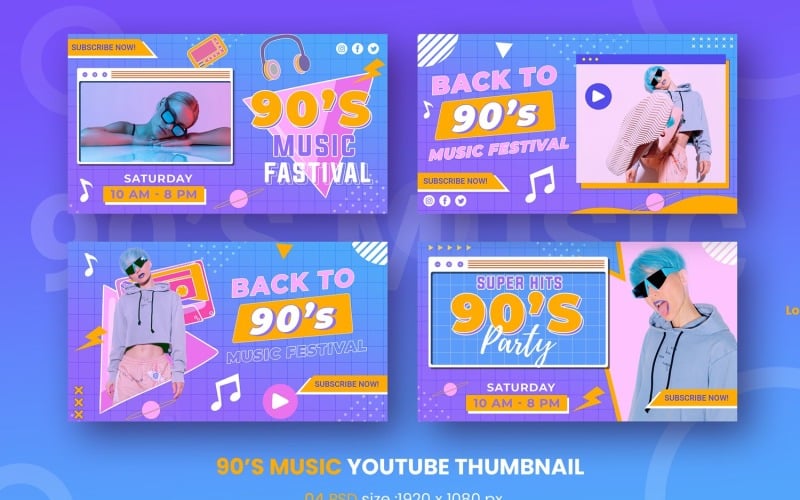 90 年代音乐 YouTube 缩略图社交媒体